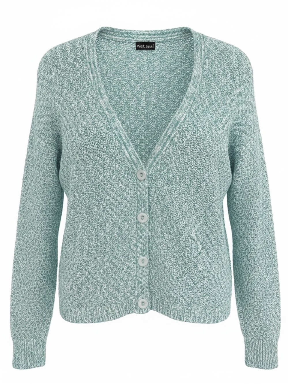 Wet Seal Mint Green V-Neck Button Cardigan Sweater 83% cotton 17% acrylicSize xl